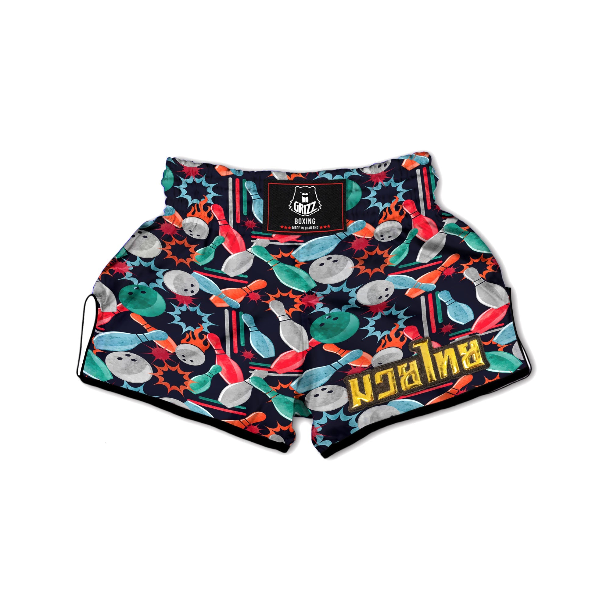 Bowling Theme Watercolor Print Pattern Muay Thai Boxing Shorts-grizzshop