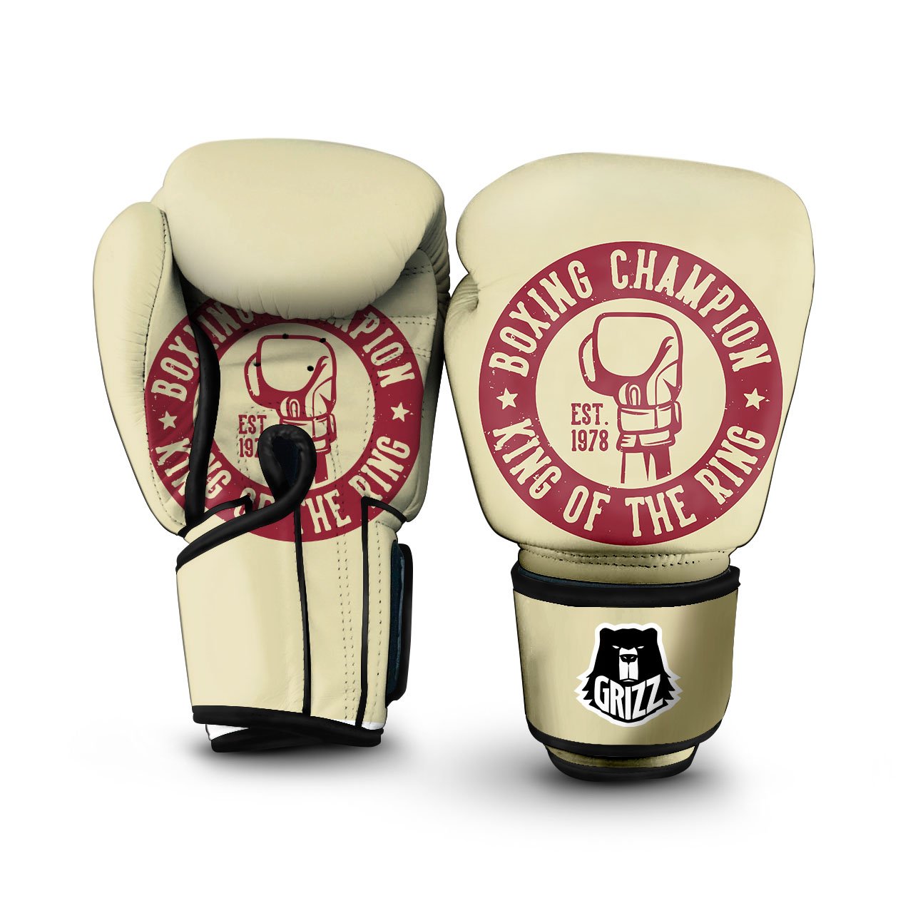 Boxing Champion King of The Ring Print Boxing Gloves-grizzshop