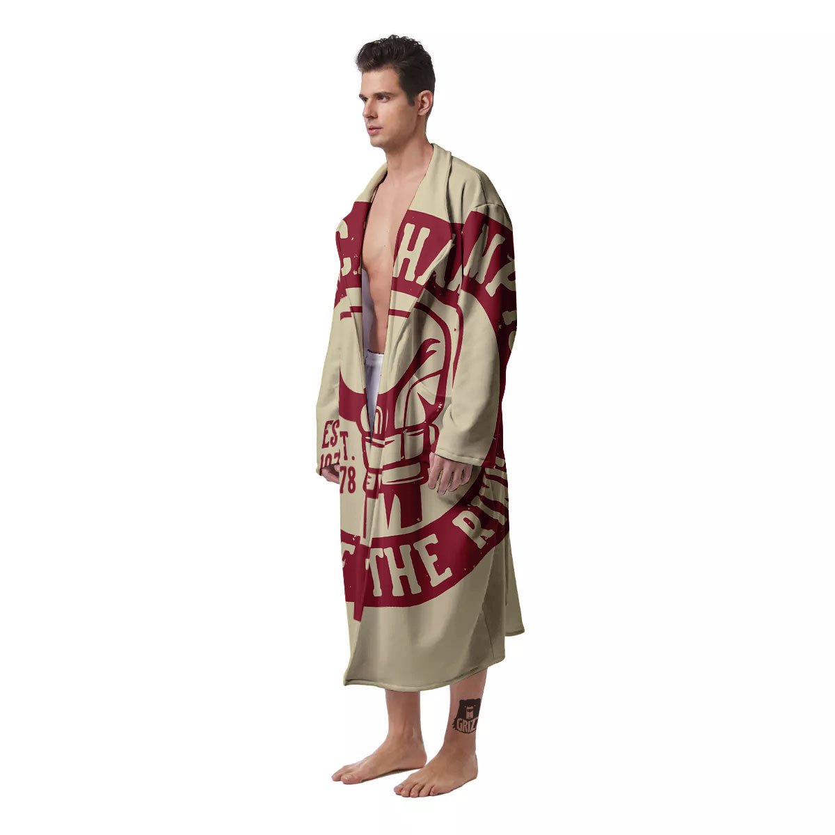 Boxing Champion King of The Ring Print Men's Robe-grizzshop