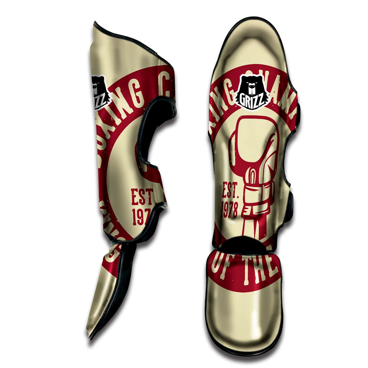 Boxing Champion King of The Ring Print Muay Thai Shin Guards-grizzshop