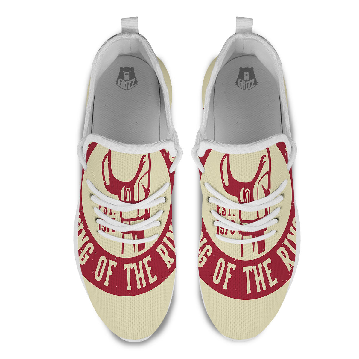 Boxing Champion King of The Ring Print White Athletic Shoes-grizzshop