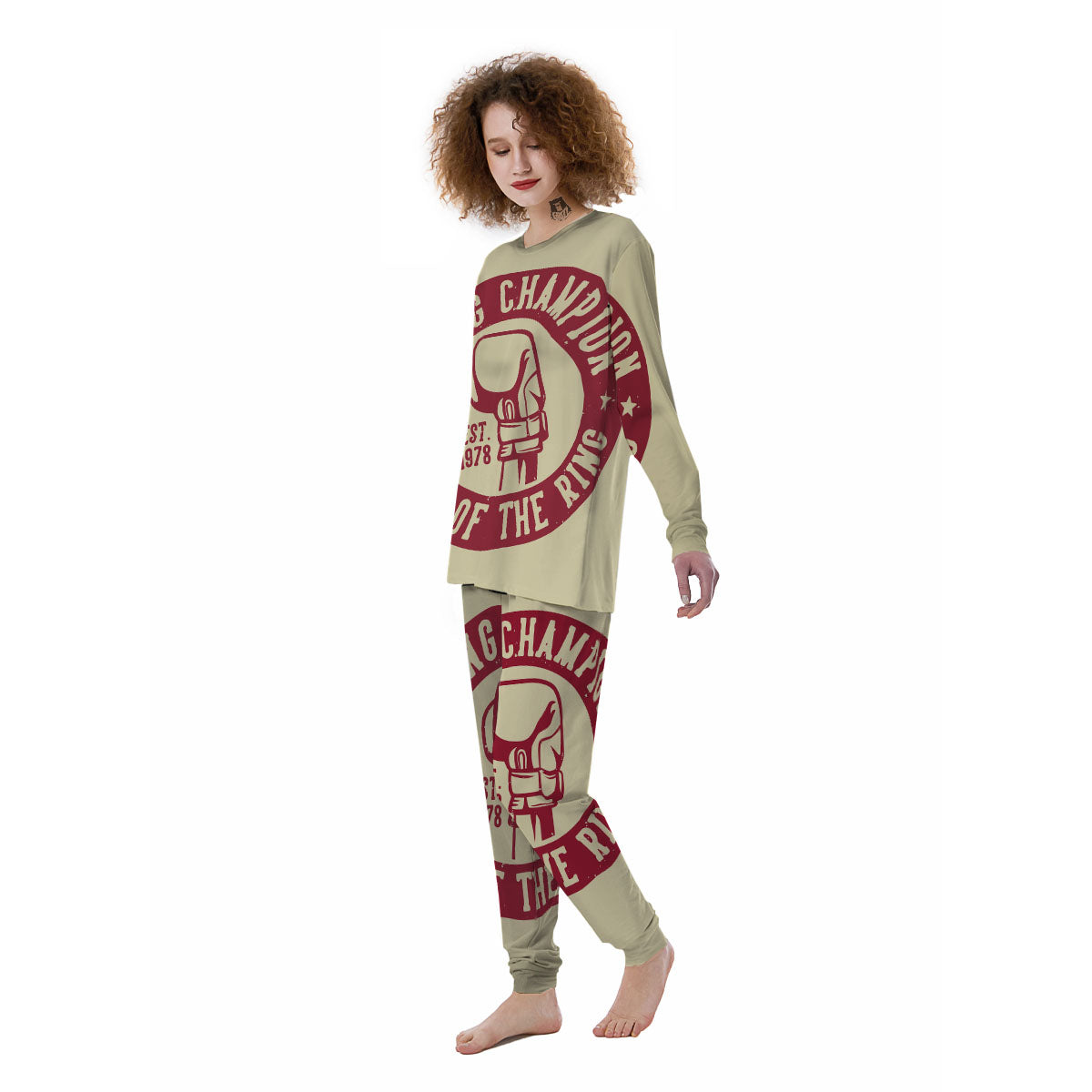 Boxing Champion King of The Ring Print Women's Pajamas-grizzshop