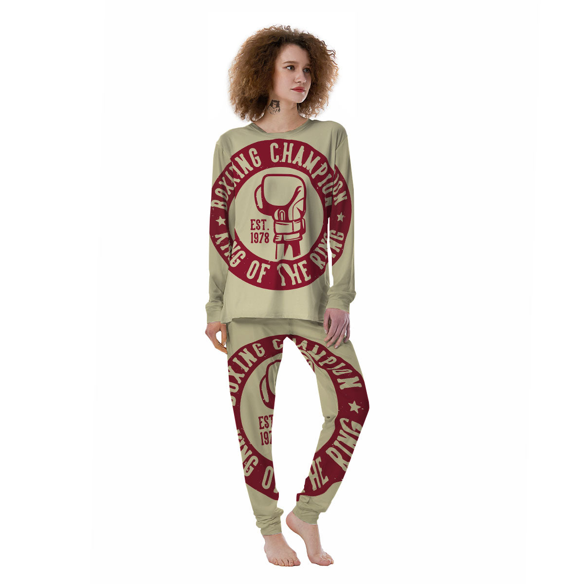 Boxing Champion King of The Ring Print Women's Pajamas-grizzshop