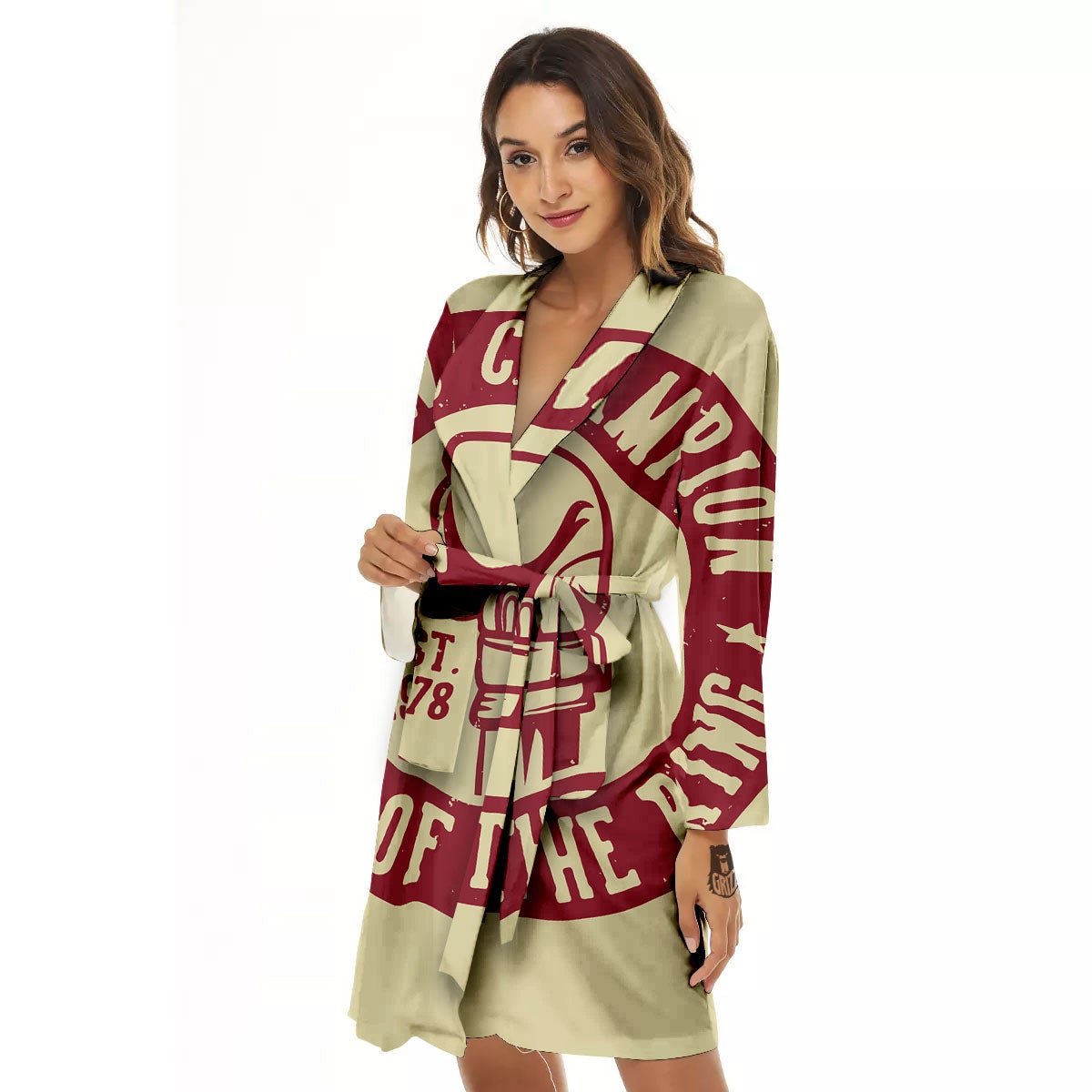 Boxing Champion King of The Ring Print Women's Robe-grizzshop