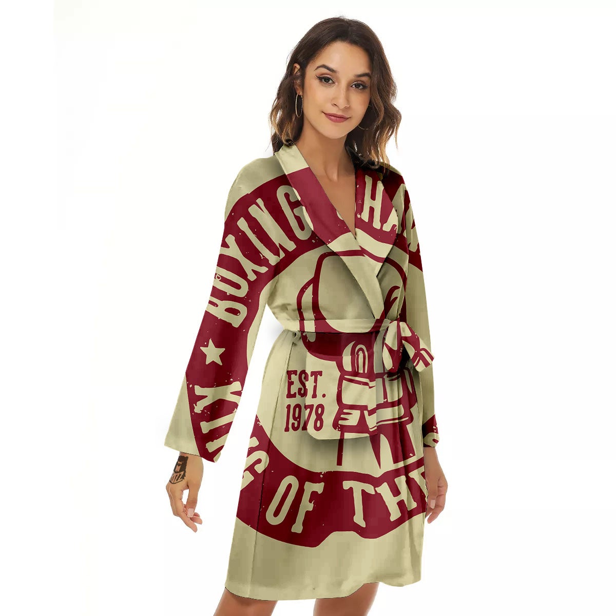 Boxing Champion King of The Ring Print Women's Robe-grizzshop