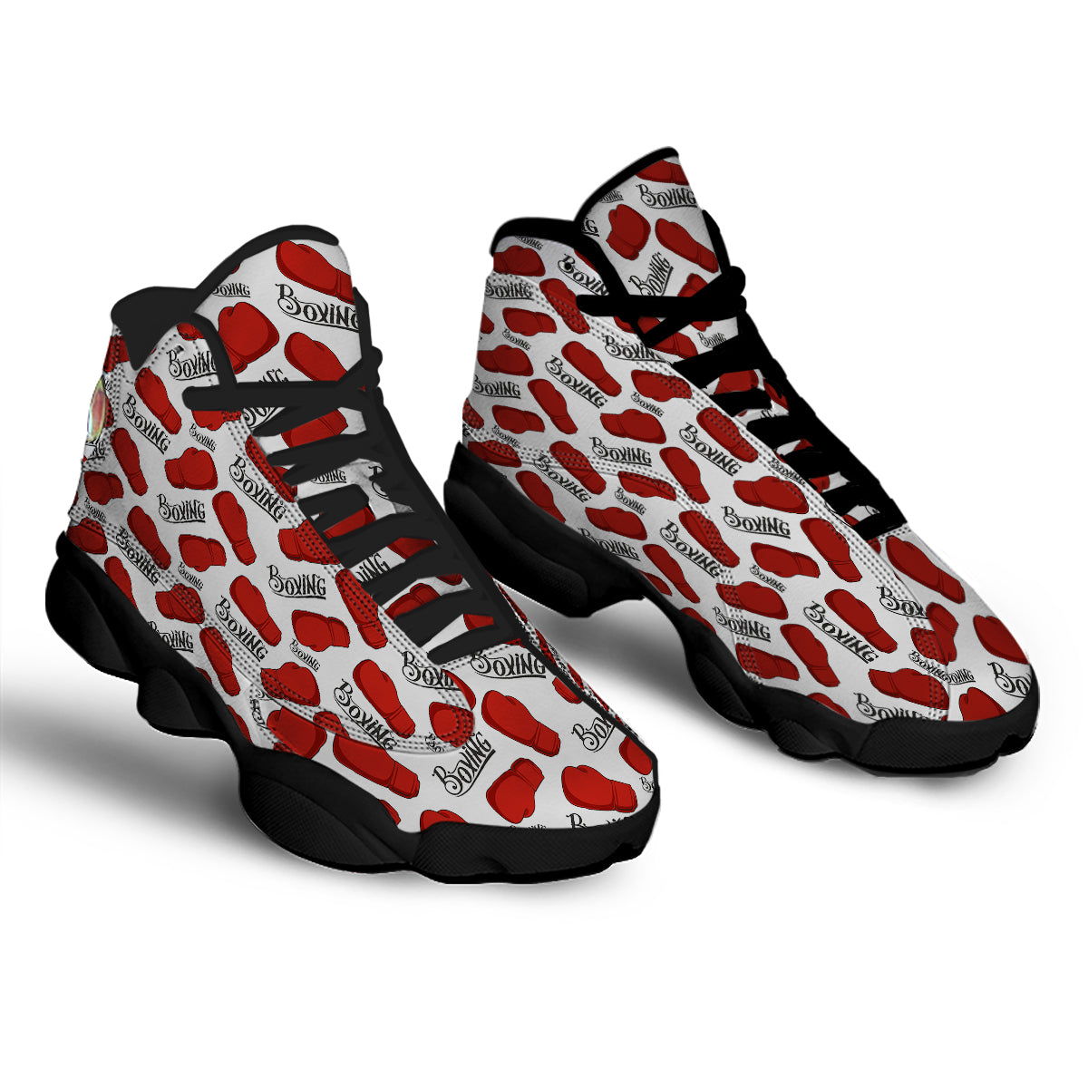 Boxing Glove And Text Print Pattern Black Basketball Shoes-grizzshop