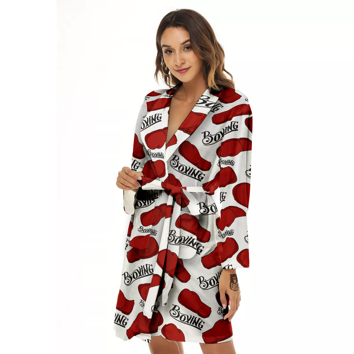 Boxing Glove And Text Print Pattern Women's Robe-grizzshop