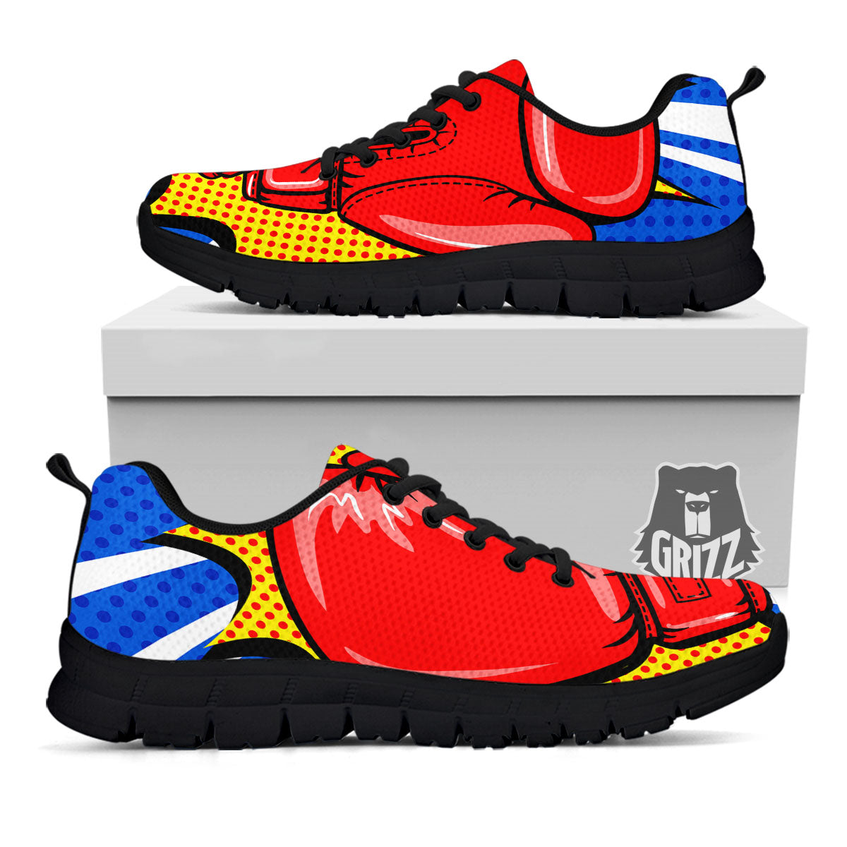 Boxing Gloves Pop Art Print Black Sneaker-grizzshop