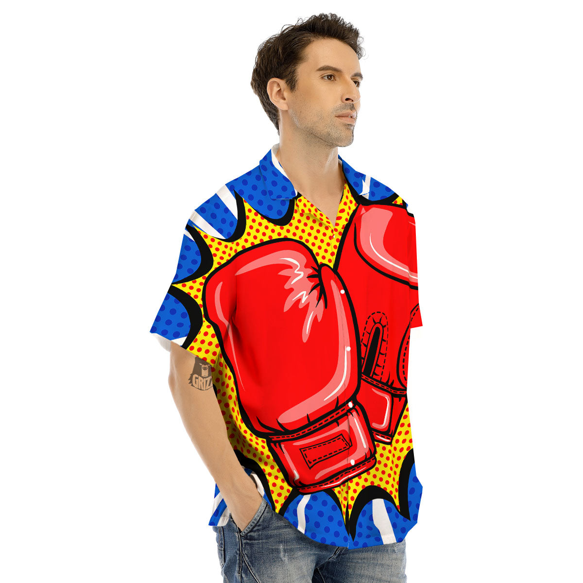 Boxing Gloves Pop Art Print Men's Hawaiian Shirt-grizzshop