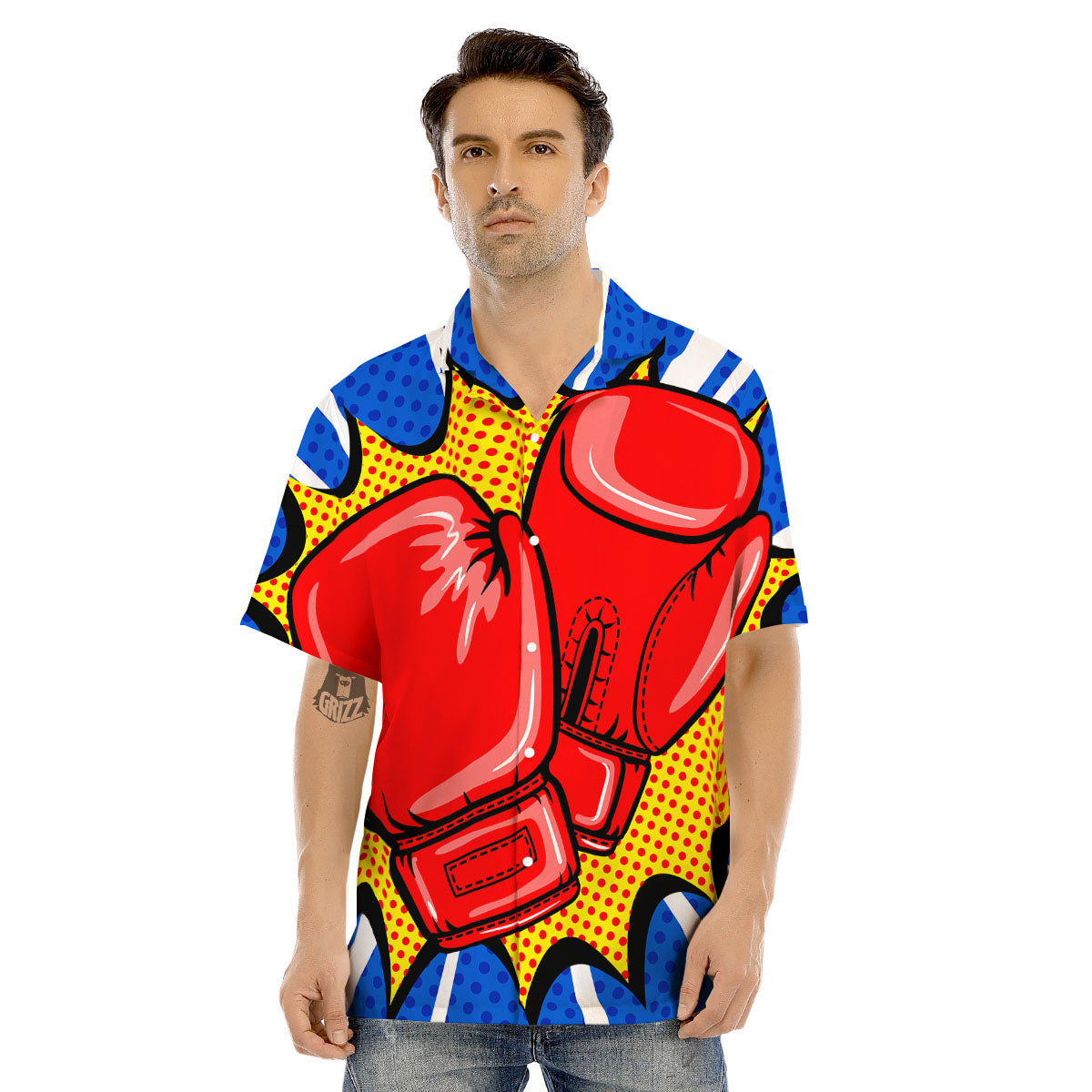 Boxing Gloves Pop Art Print Men's Hawaiian Shirt-grizzshop