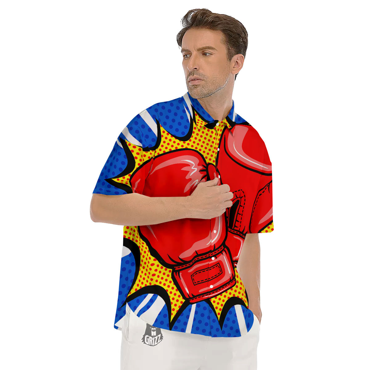 Boxing Gloves Pop Art Print Men's Short Sleeve Shirts-grizzshop