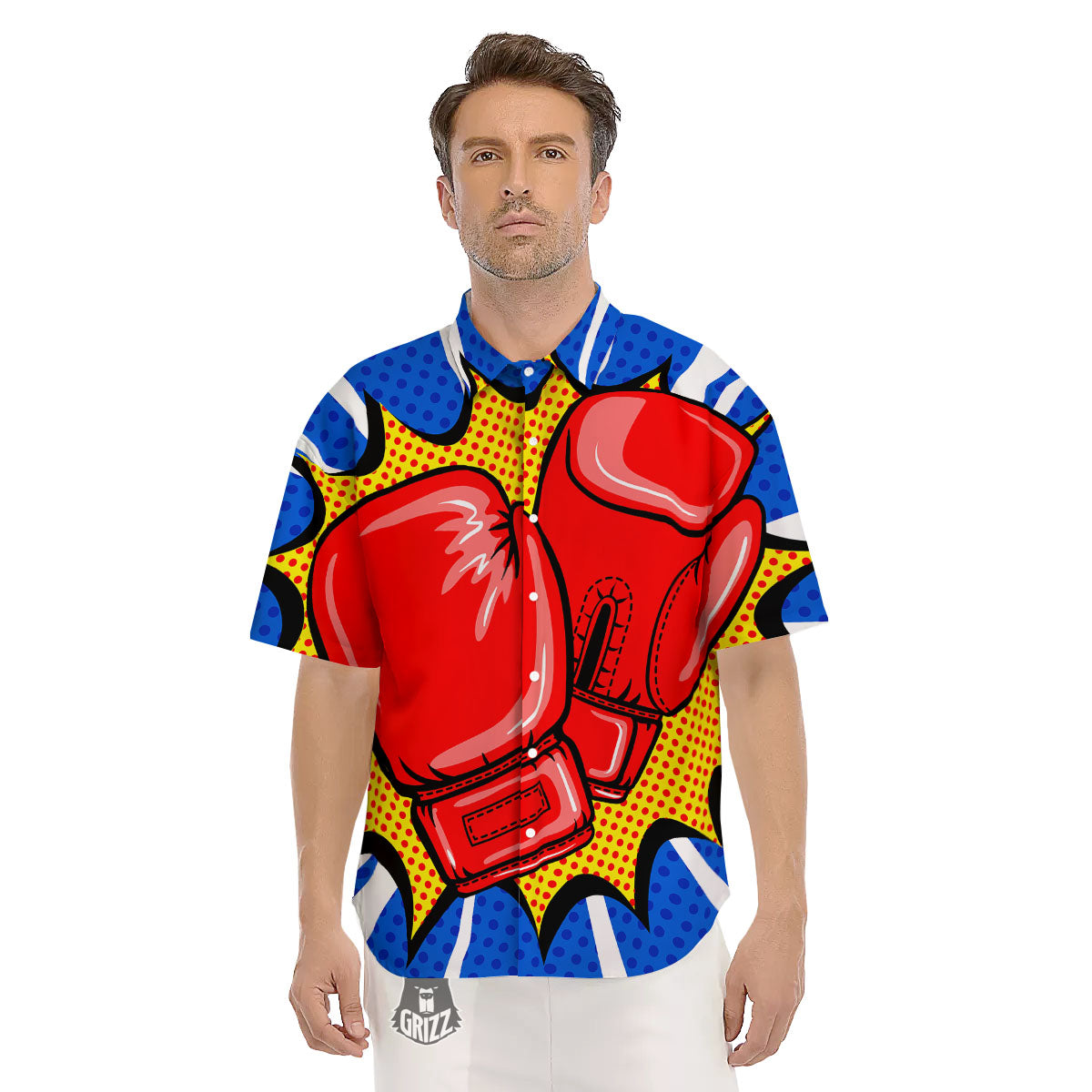 Boxing Gloves Pop Art Print Men's Short Sleeve Shirts-grizzshop