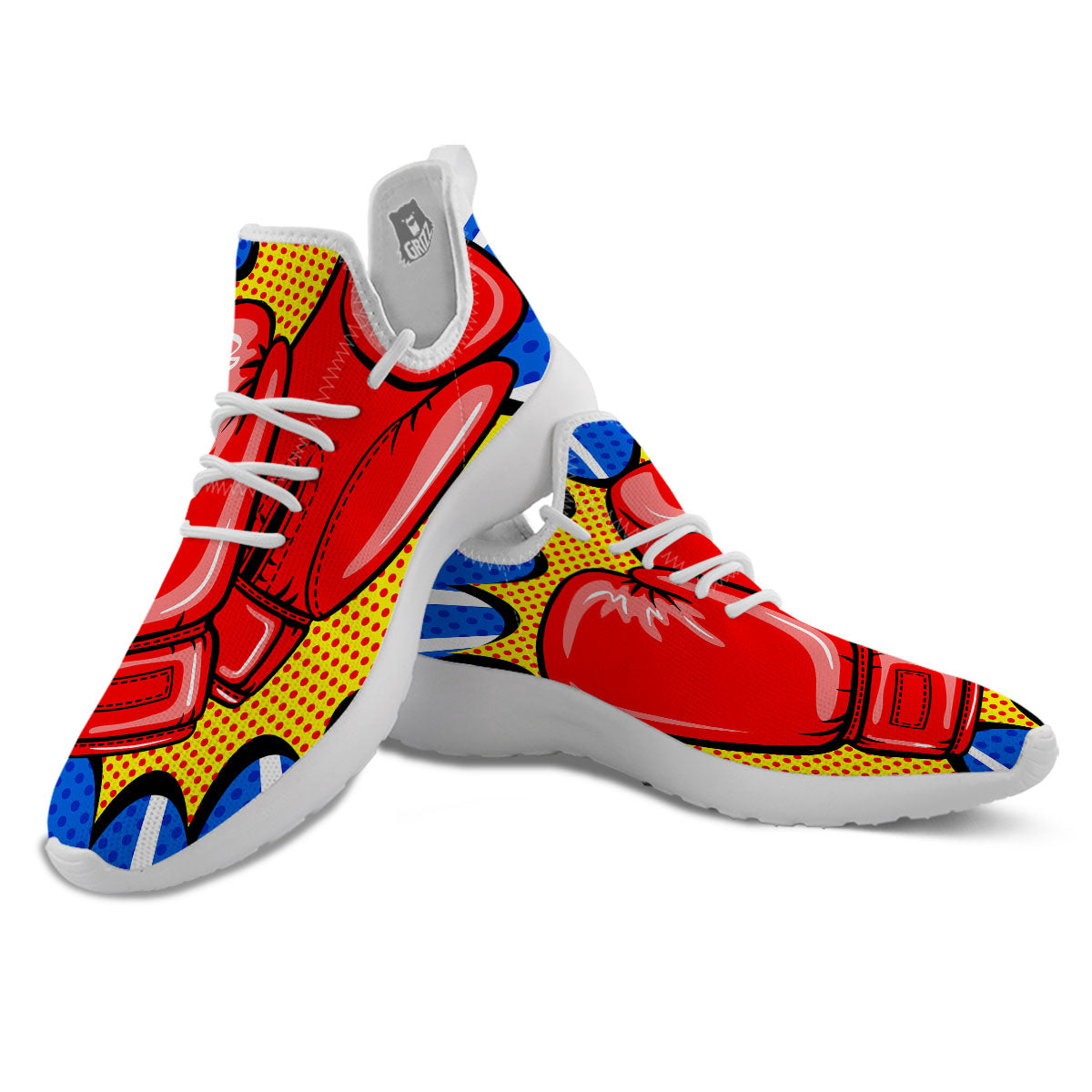 Boxing Gloves Pop Art Print White Athletic Shoes-grizzshop