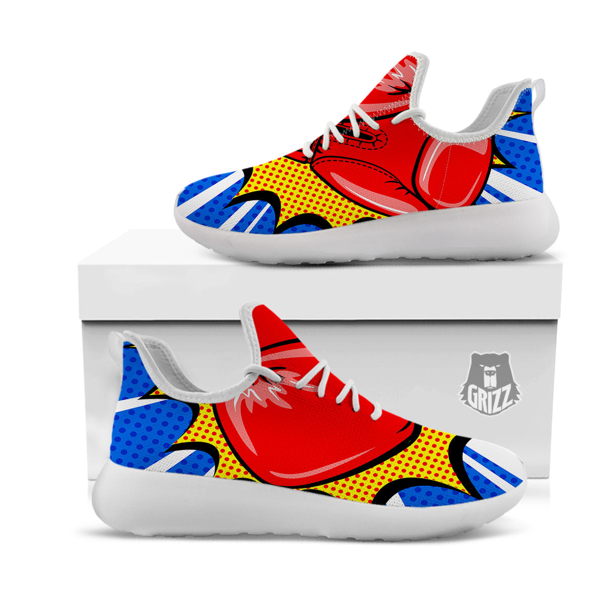 Boxing Gloves Pop Art Print White Athletic Shoes-grizzshop