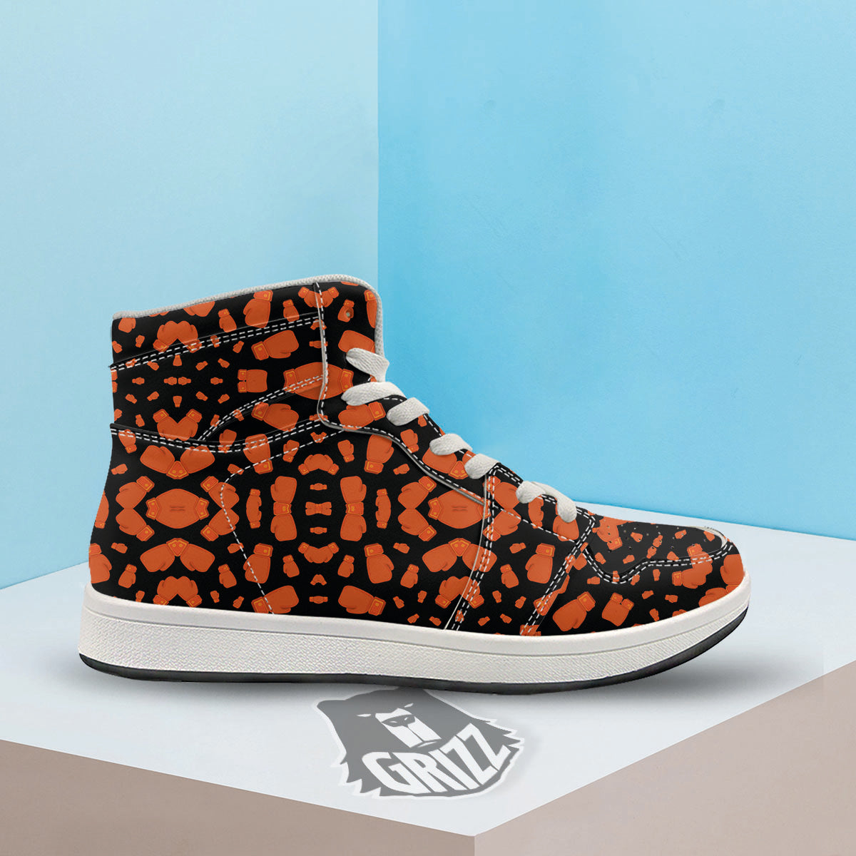 Boxing Gloves Print Pattern High Top Sneakers-grizzshop