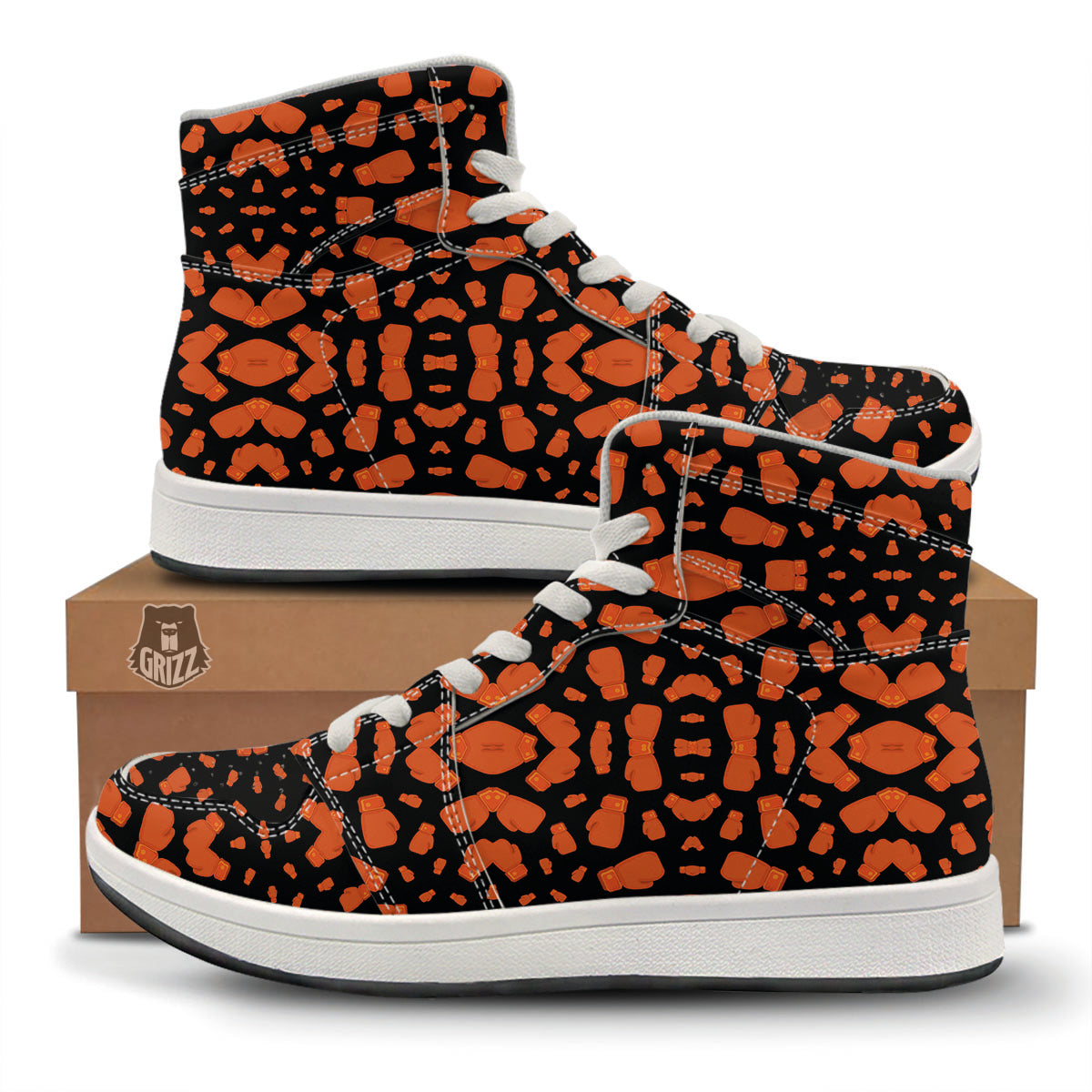 Boxing Gloves Print Pattern High Top Sneakers-grizzshop