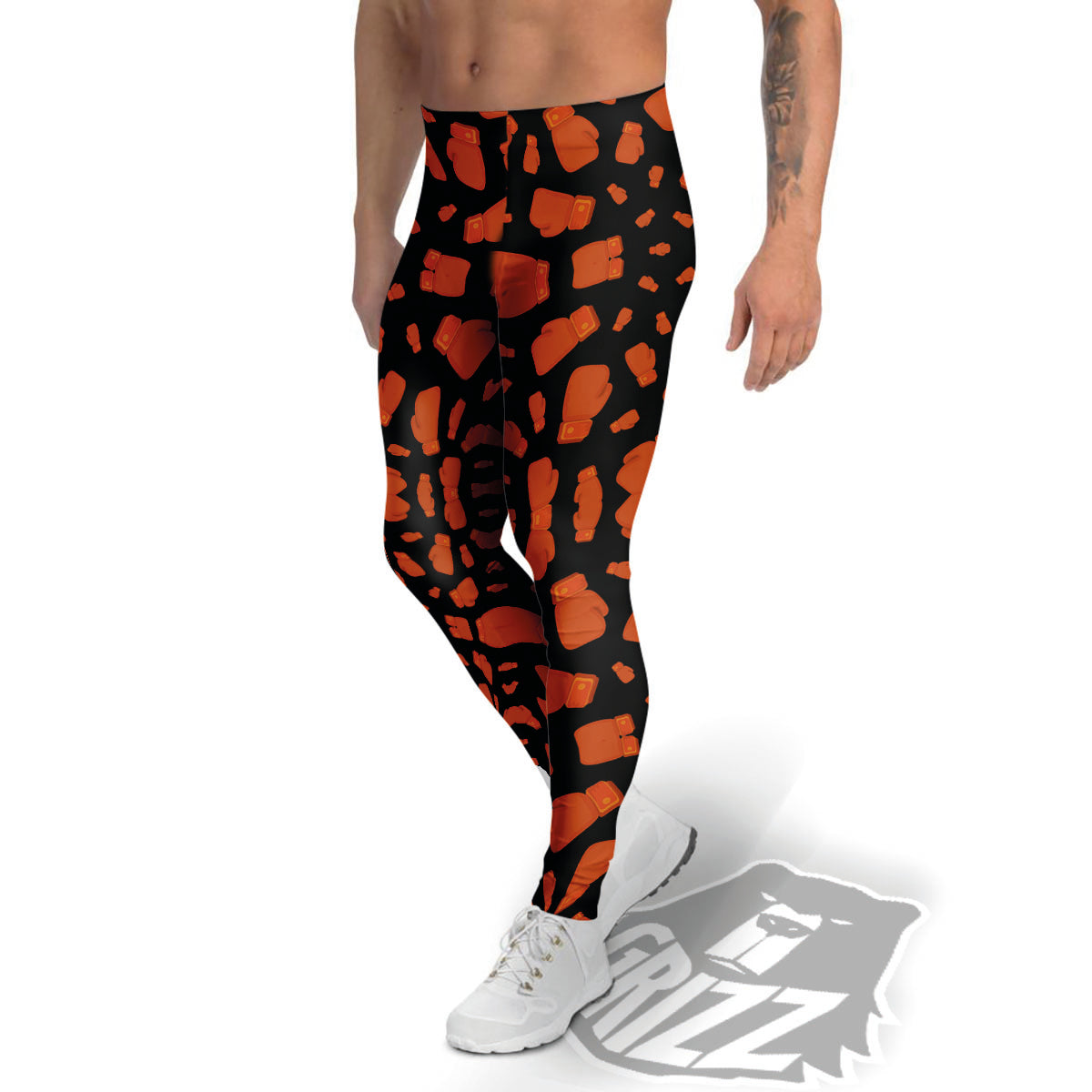 Boxing Gloves Print Pattern Men's Leggings-grizzshop