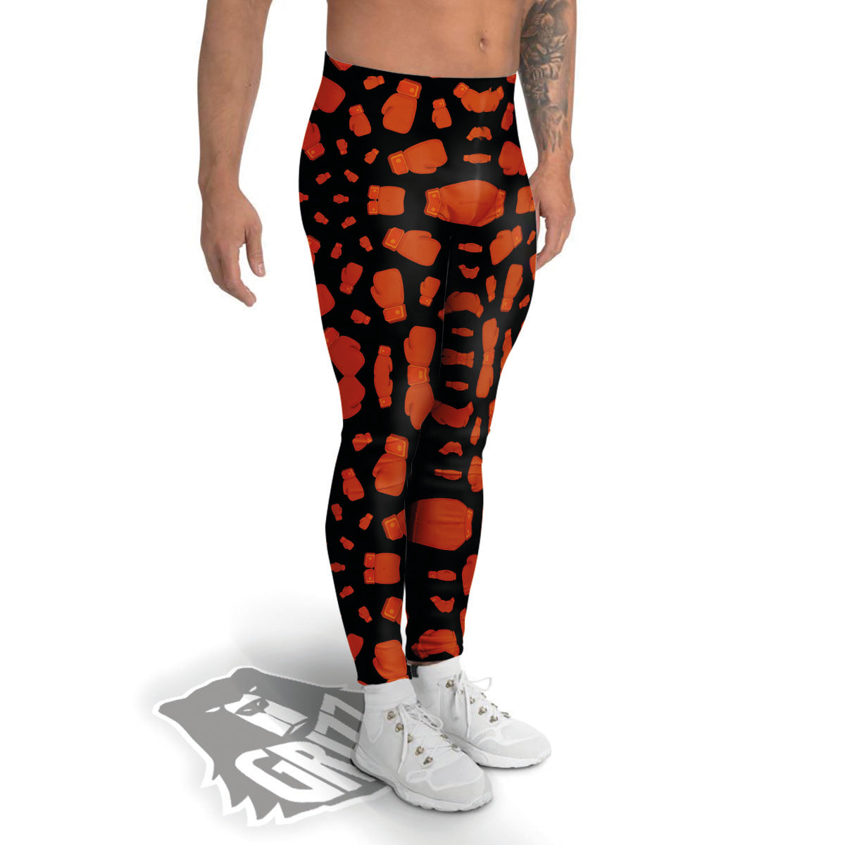 Boxing Gloves Print Pattern Men's Leggings-grizzshop