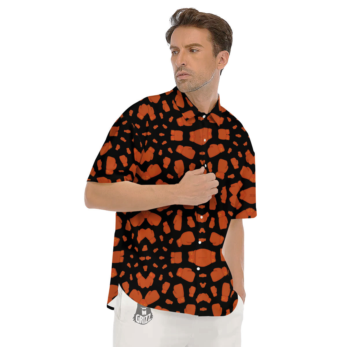 Boxing Gloves Print Pattern Men's Short Sleeve Shirts-grizzshop