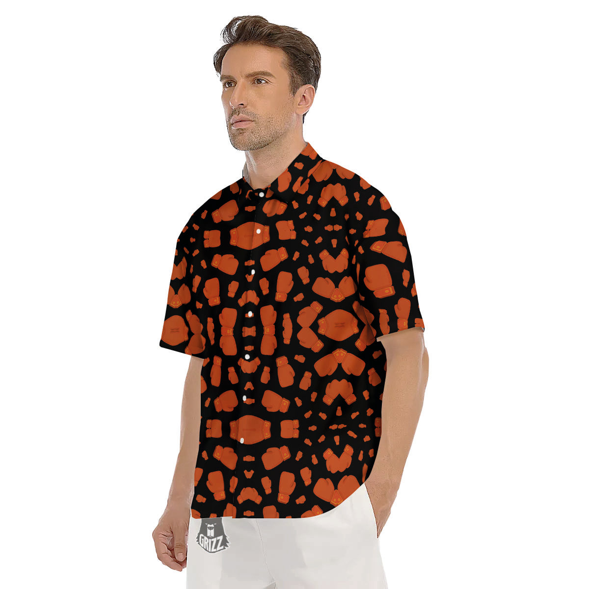 Boxing Gloves Print Pattern Men's Short Sleeve Shirts-grizzshop