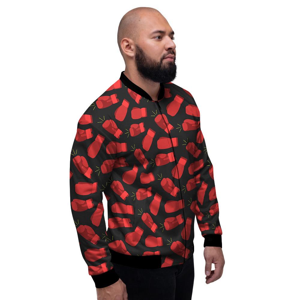 Boxing Gloves Red Print Pattern Men's Bomber Jacket-grizzshop