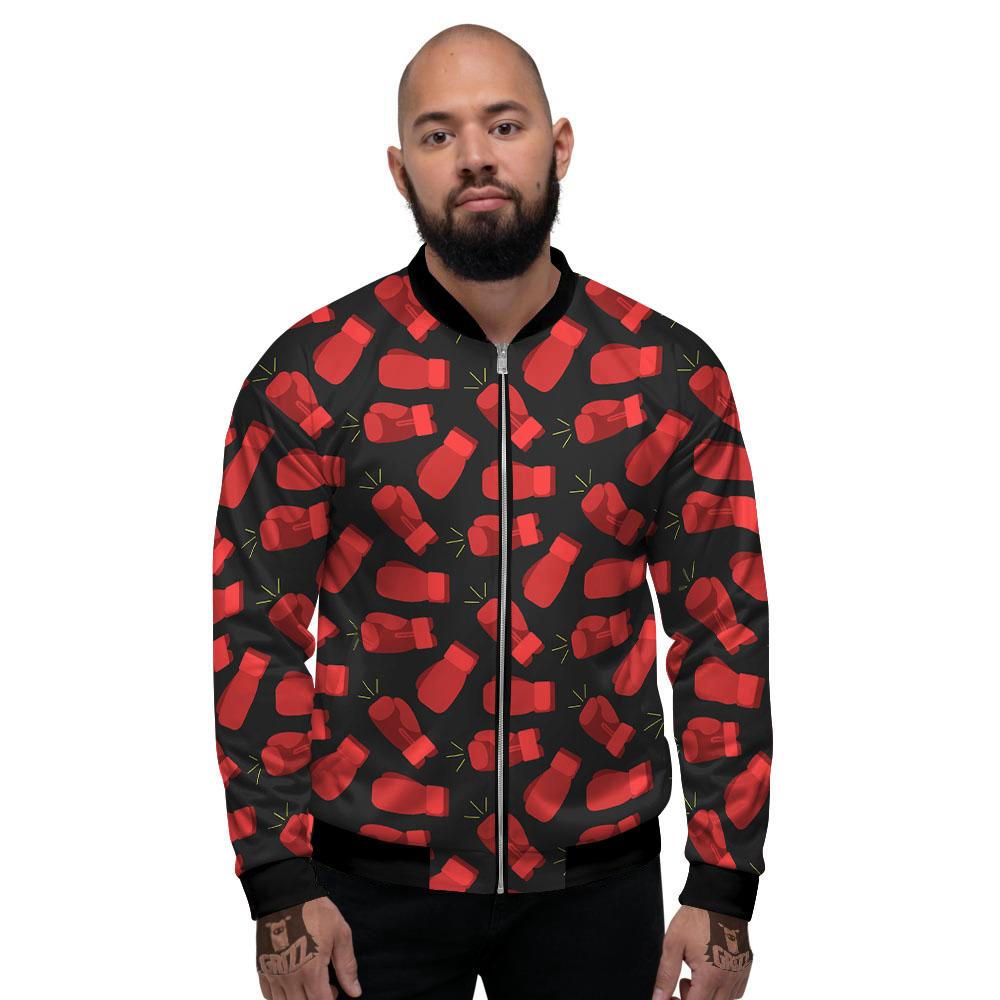 Boxing Gloves Red Print Pattern Men's Bomber Jacket-grizzshop