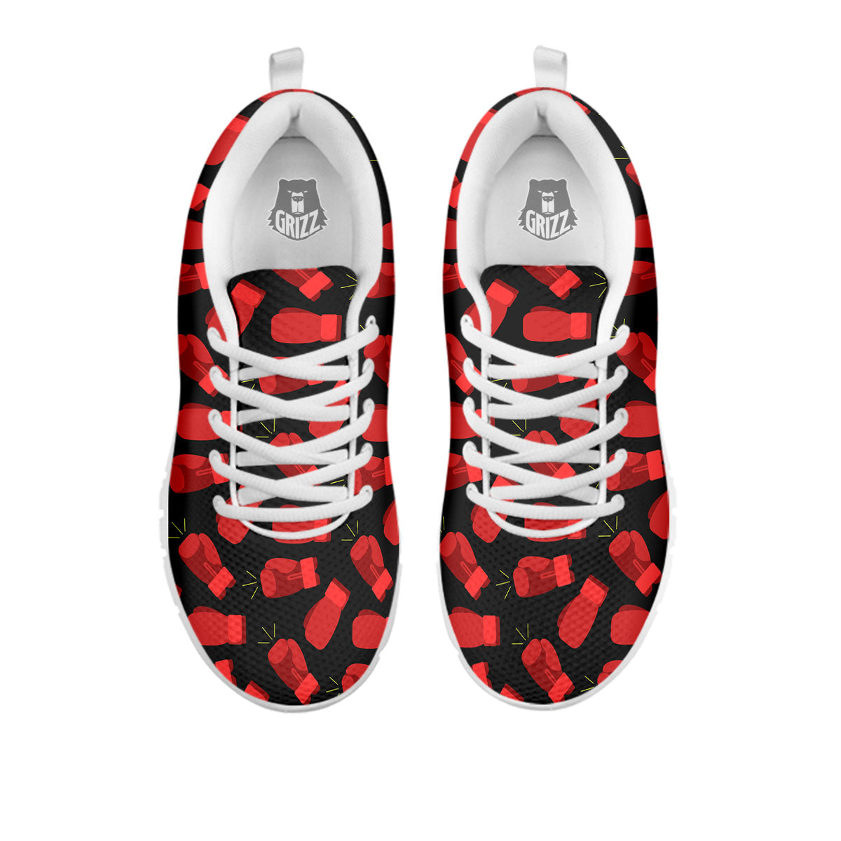 Boxing Gloves Red Print Pattern White Sneaker-grizzshop