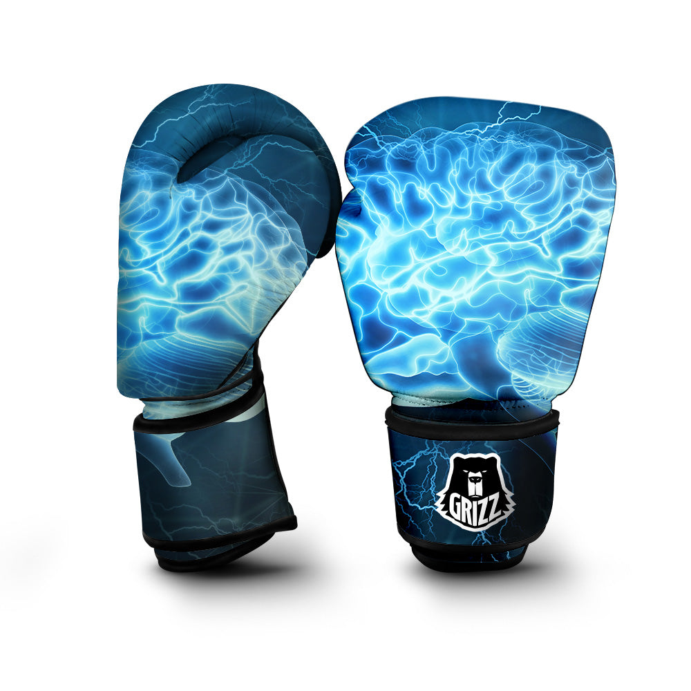 Brain Activity Blue Electrical Print Boxing Gloves-grizzshop