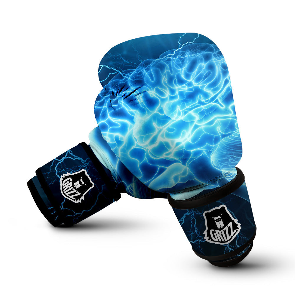 Brain Activity Blue Electrical Print Boxing Gloves-grizzshop