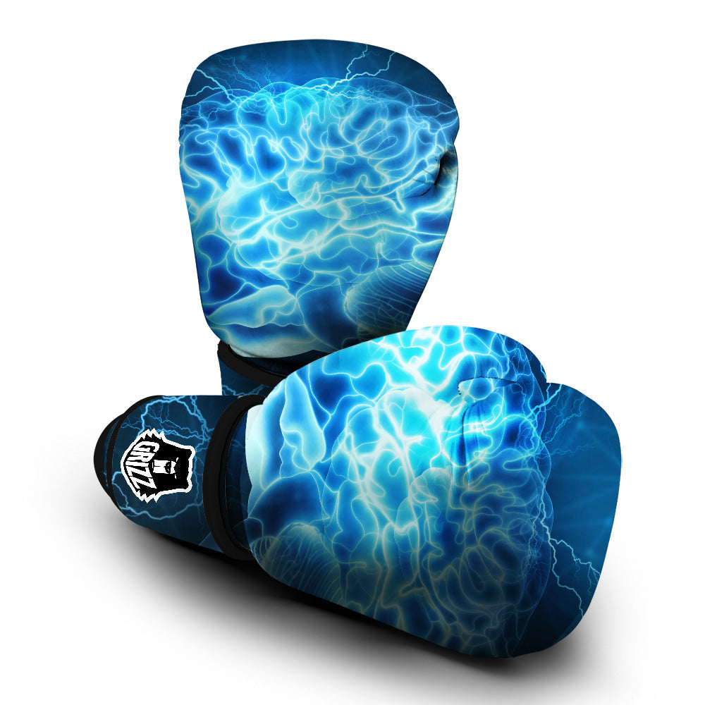 Brain Activity Blue Electrical Print Boxing Gloves-grizzshop