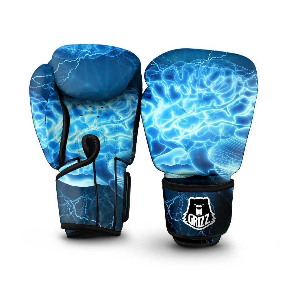 Brain Activity Blue Electrical Print Boxing Gloves-grizzshop