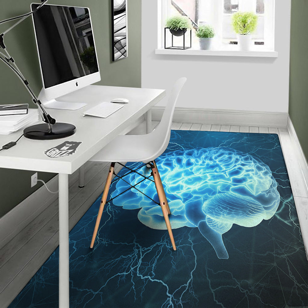 Brain Activity Blue Electrical Print Floor Mat-grizzshop