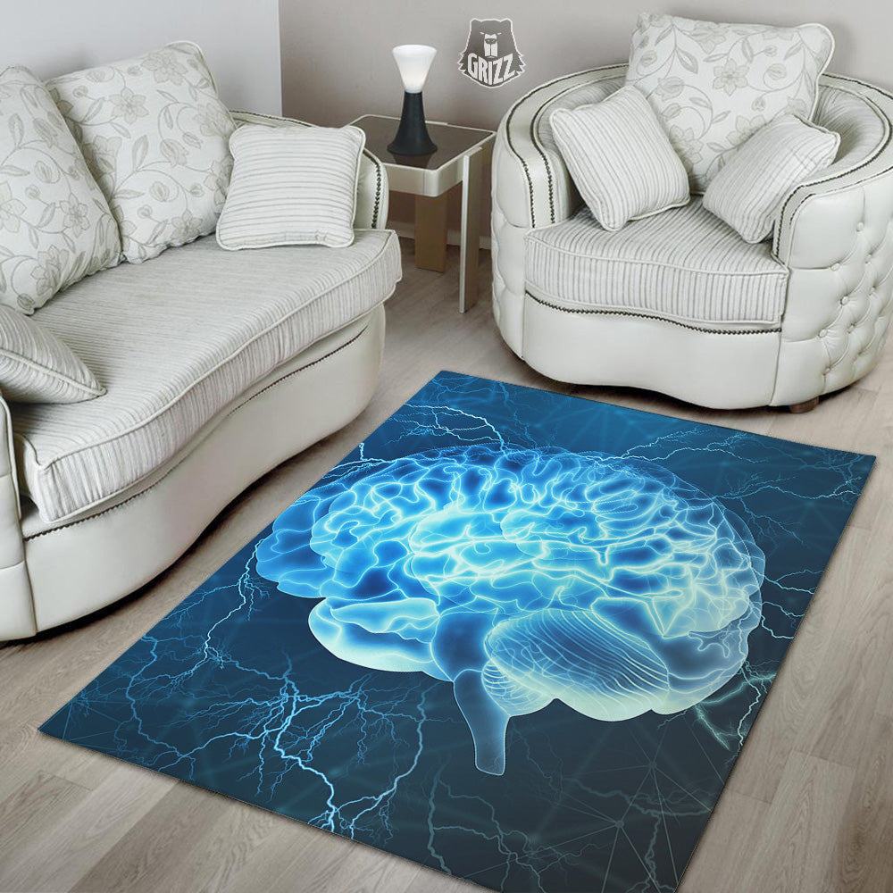 Brain Activity Blue Electrical Print Floor Mat-grizzshop