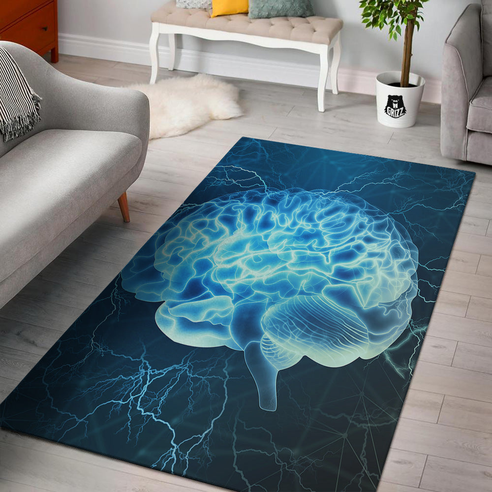 Brain Activity Blue Electrical Print Floor Mat-grizzshop