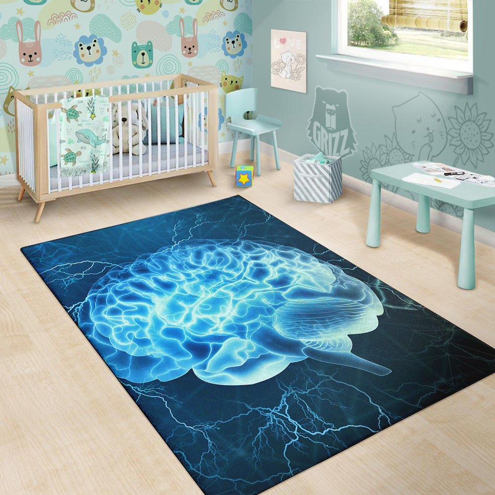 Brain Activity Blue Electrical Print Floor Mat-grizzshop