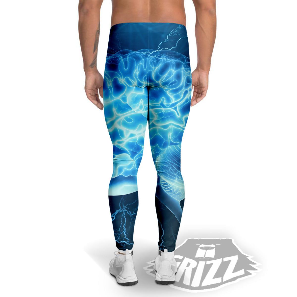 Brain Activity Blue Electrical Print Men's Leggings-grizzshop