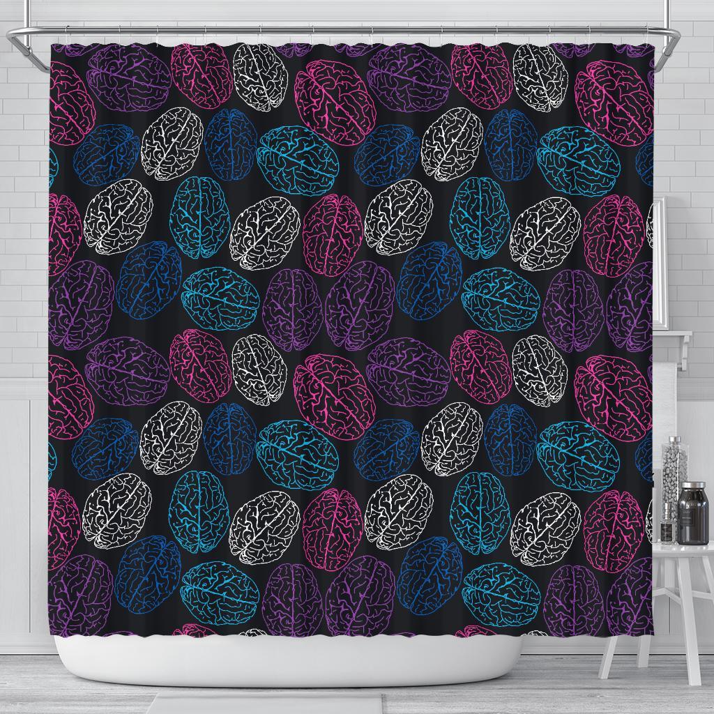 Brain Pattern Print Bathroom Shower Curtain-grizzshop