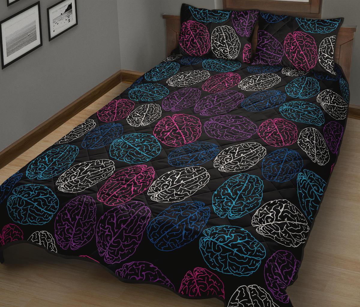 Brain Pattern Print Bed Set Quilt-grizzshop