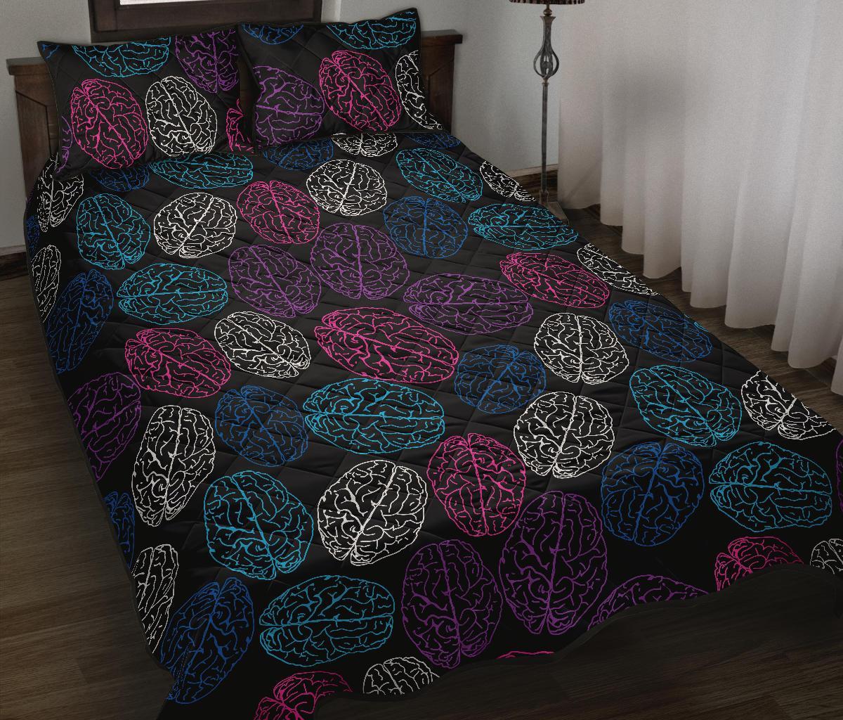 Brain Pattern Print Bed Set Quilt-grizzshop