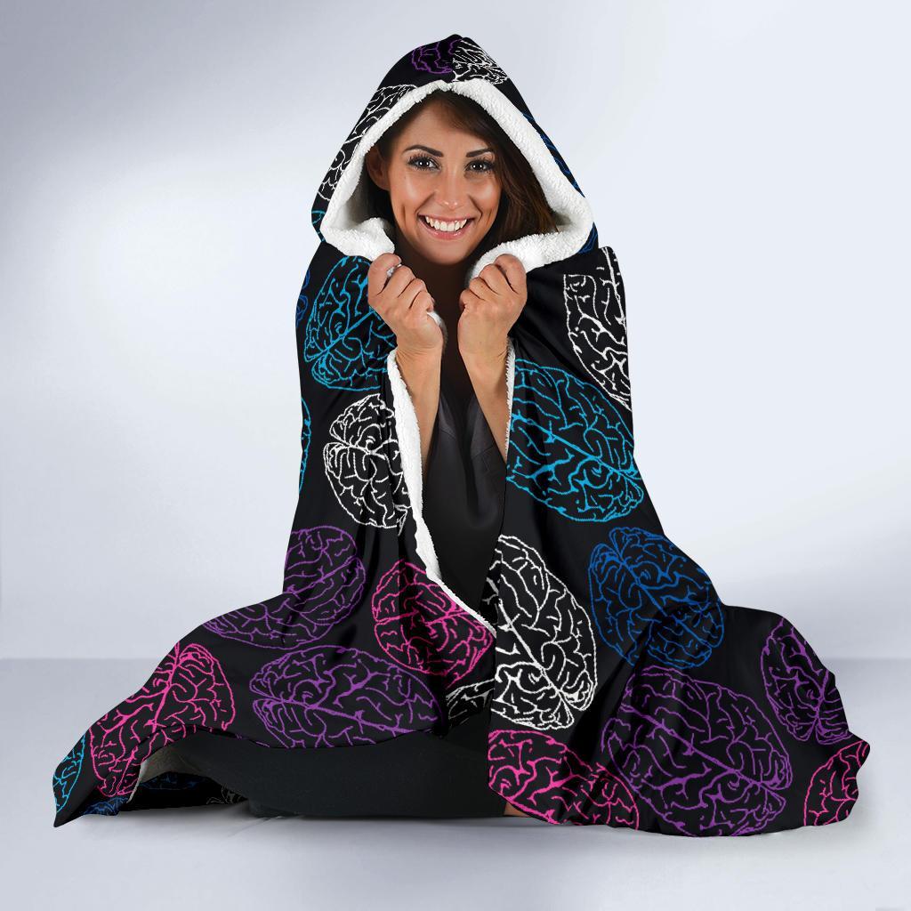 Brain Pattern Print Hooded Blanket-grizzshop