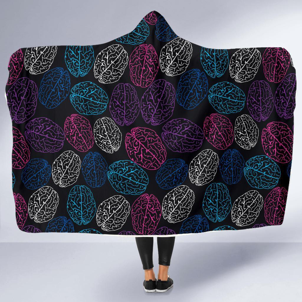 Brain Pattern Print Hooded Blanket-grizzshop