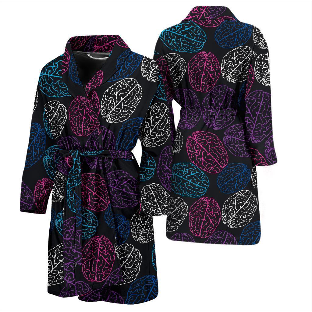 Brain Pattern Print Men Long Robe-grizzshop