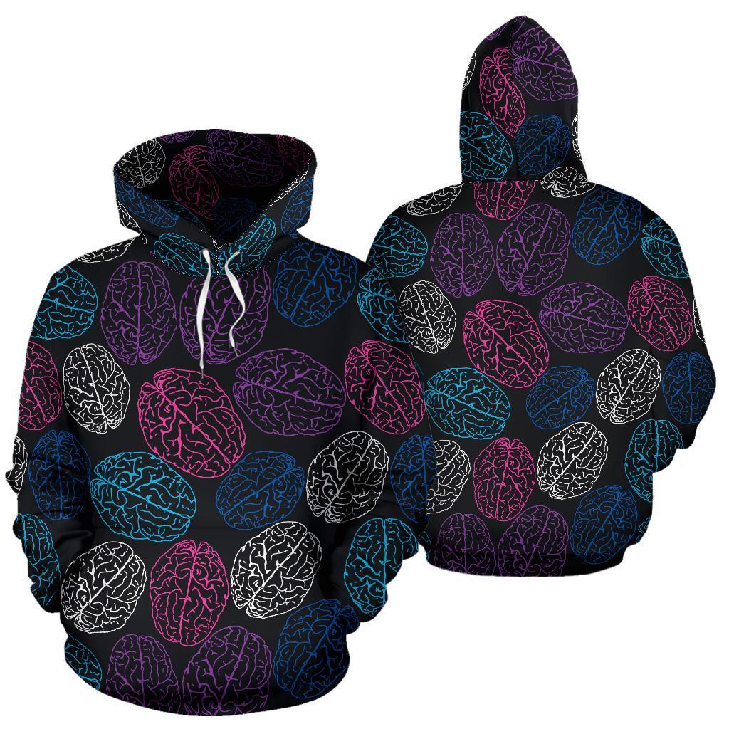 Brain Pattern Print Women Men Pullover Hoodie-grizzshop