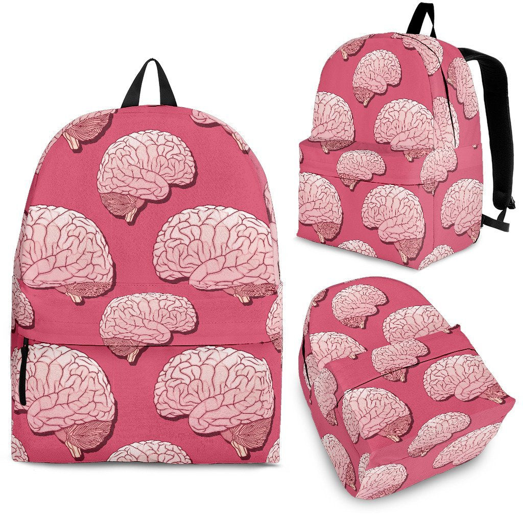 Brain Pink Pattern Print Backpack-grizzshop