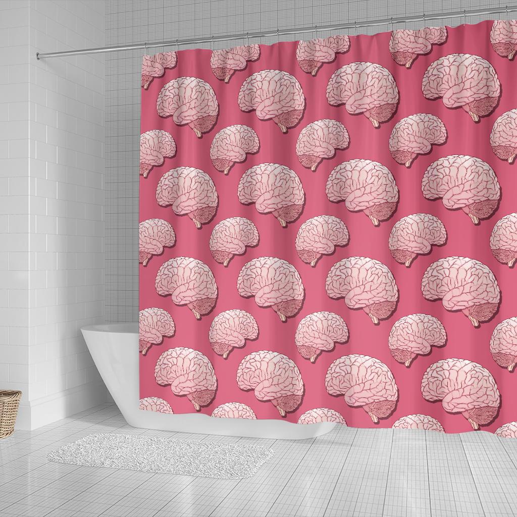 Brain Pink Pattern Print Bathroom Shower Curtain-grizzshop