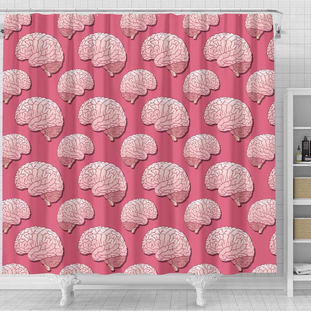 Brain Pink Pattern Print Bathroom Shower Curtain-grizzshop