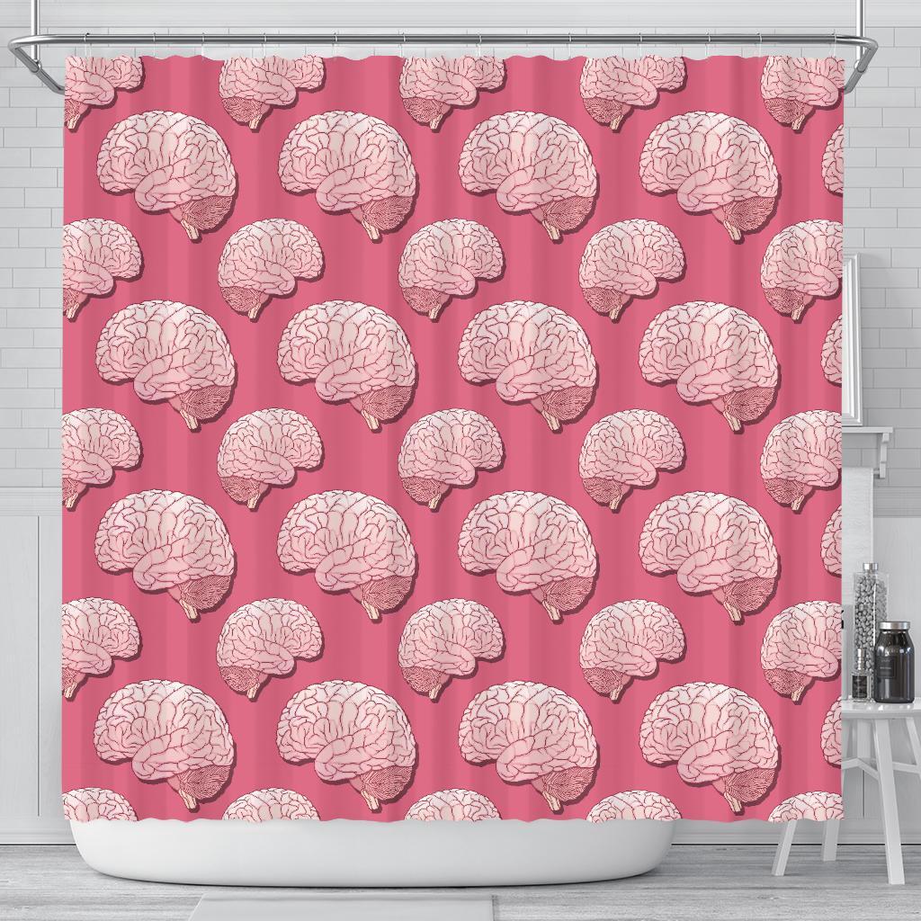 Brain Pink Pattern Print Bathroom Shower Curtain-grizzshop