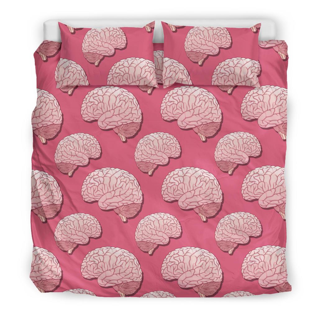 Brain Pink Pattern Print Duvet Cover Bedding Set-grizzshop