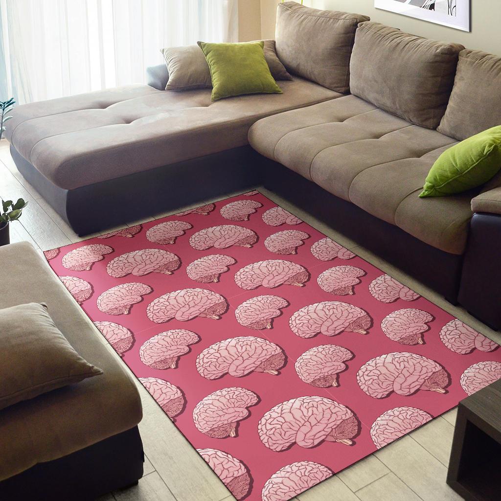 Brain Pink Pattern Print Floor Mat-grizzshop