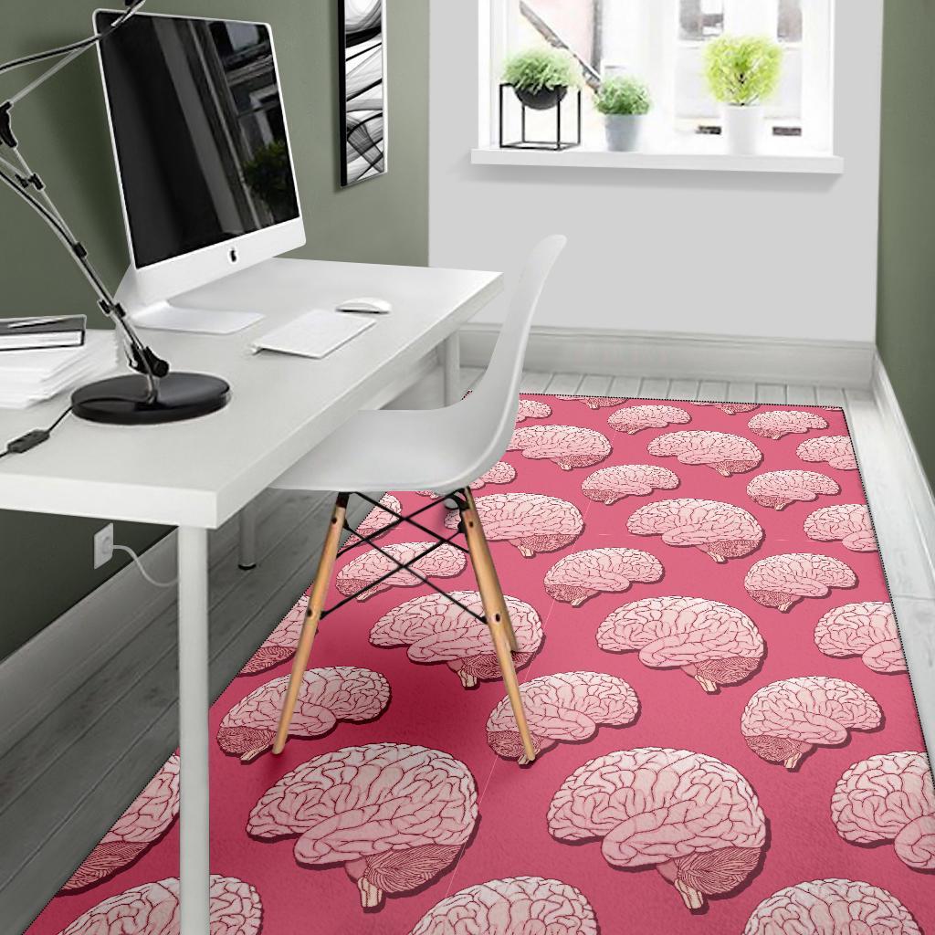 Brain Pink Pattern Print Floor Mat-grizzshop